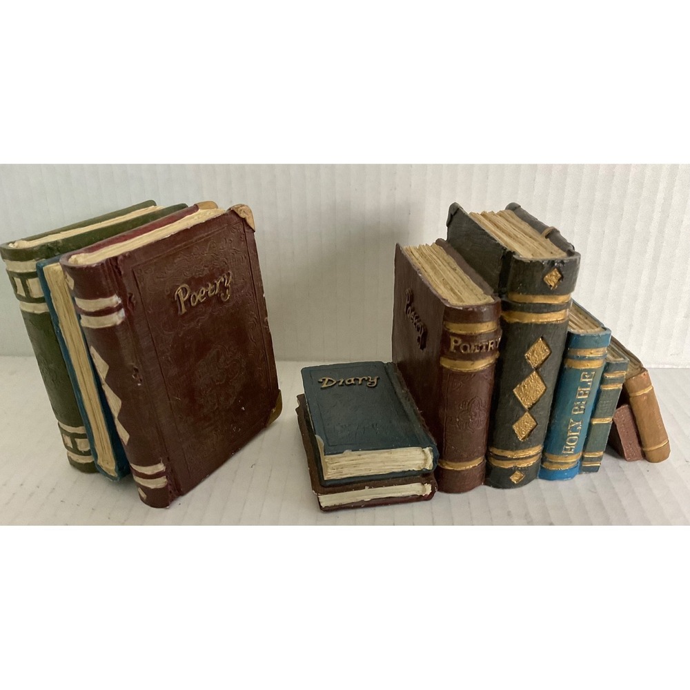 Resin Book Bookends VTG Rustic Religion Classic Home Interior Gifts